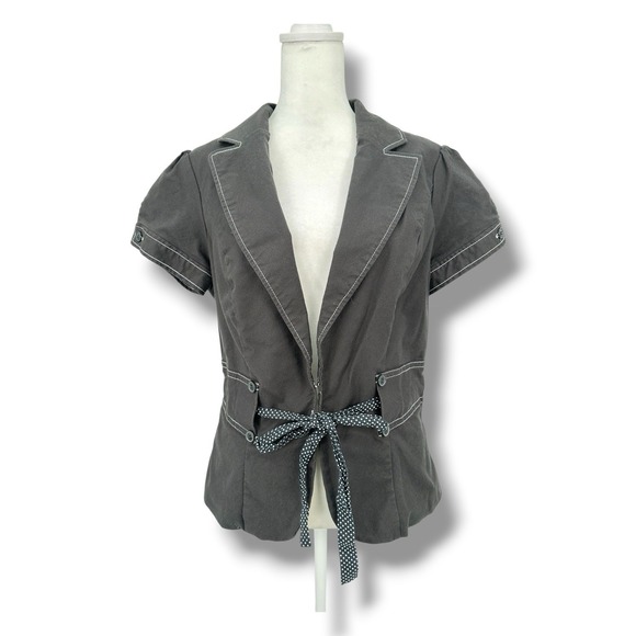Stoosh Casual Jackets & Blazers - Stoosh Casual Black Dark Academia Office Core Y2K Tie Waist Blazer Jacket M